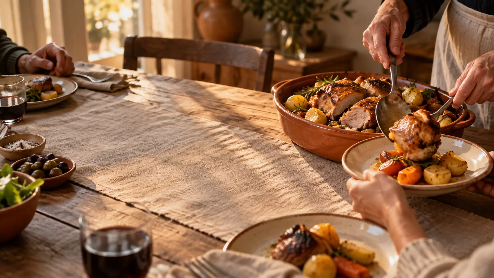 Refeição tradicional portuguesa servida à mesa